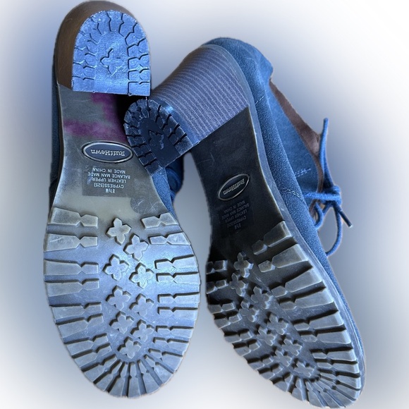 Ruff Hewn Women's Cypress Slate Blue Gray & Brown Suede Tie Up Booties Size 8.5 - Picture 7 of 10